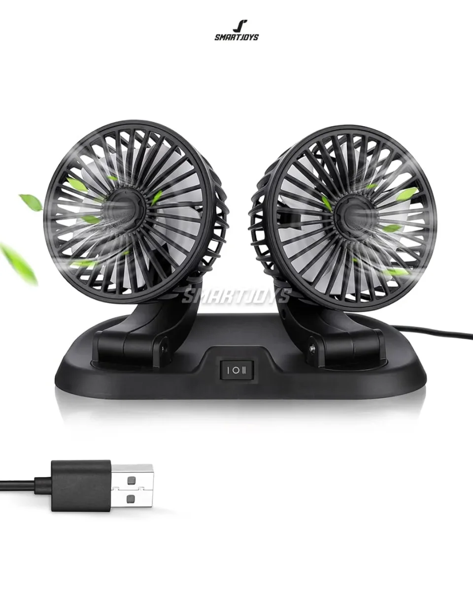 Ventilador de Carro de Doble Cabezal con Entrada USB
