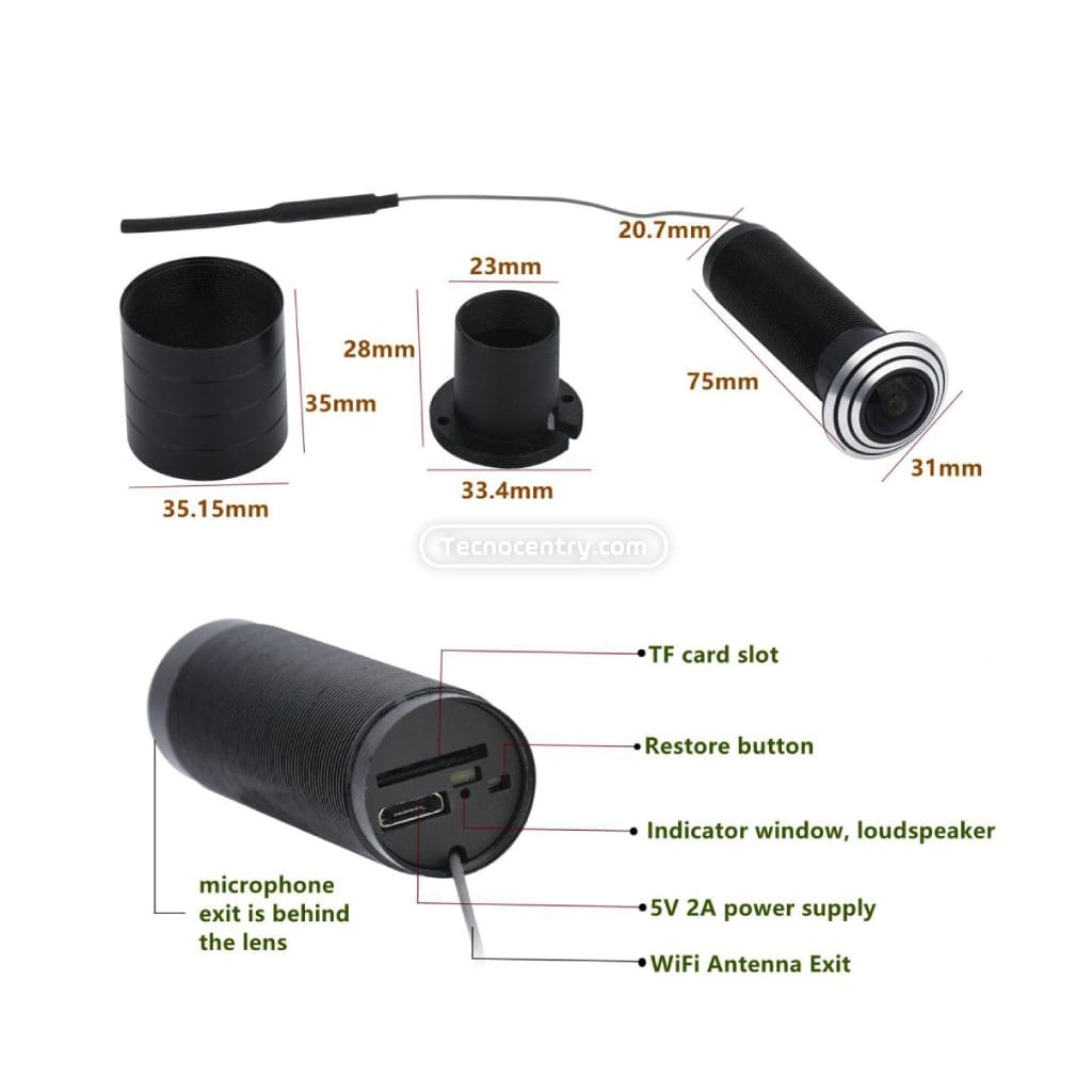 Camara IP Mirilla Puerta HD 1080P Ojo de Pez 180° Tuya Smart - Imagen 5