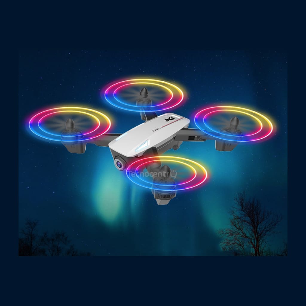 Drone Plegable 680T Doble Cámara 1080 HD con Seguimiento, luces en hélices y Doble Batería color Rojo - Imagen 8