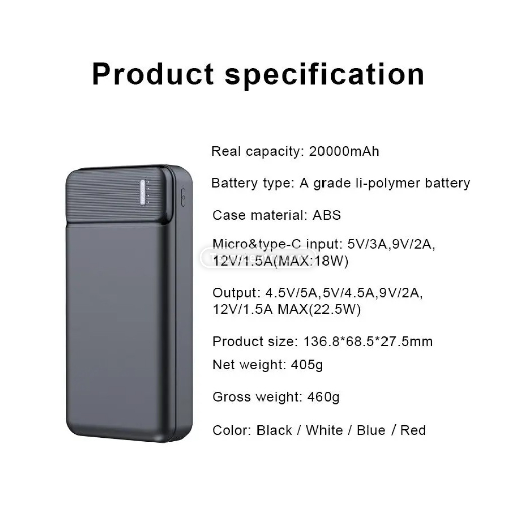 Power Bank CM-662 20.000mah Carga Rápida Linterna - Imagen 3